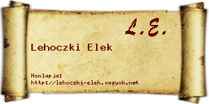 Lehoczki Elek névjegykártya